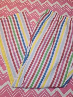 VTG VS PINK Colorful Rainbow Stripe 100% Cotton Pajama Pants Size Lg